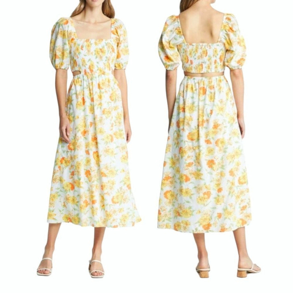 Faithfull the Brand Dresses & Skirts - Faithfull The Brand Cutout Spring Loucetta Romantic Cottage Midi Dress NWT Sz S